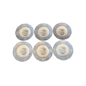 6 Alfred Meakin Tonquin Blue Transferware Ironstone Shallow Small Bowls Stafford